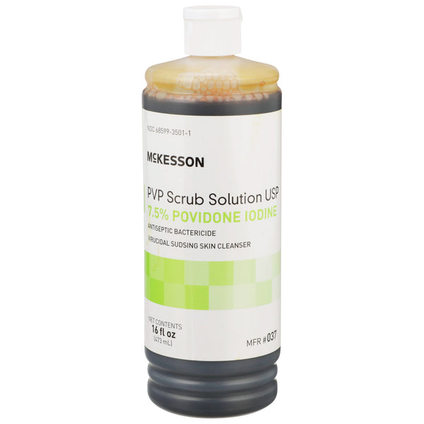 McKesson Surgical Scrub Solution 16 oz. Flip-Top Bottle 7.5% Strength Povidone-Iodine NonSterile (911741_CS) 12/CS