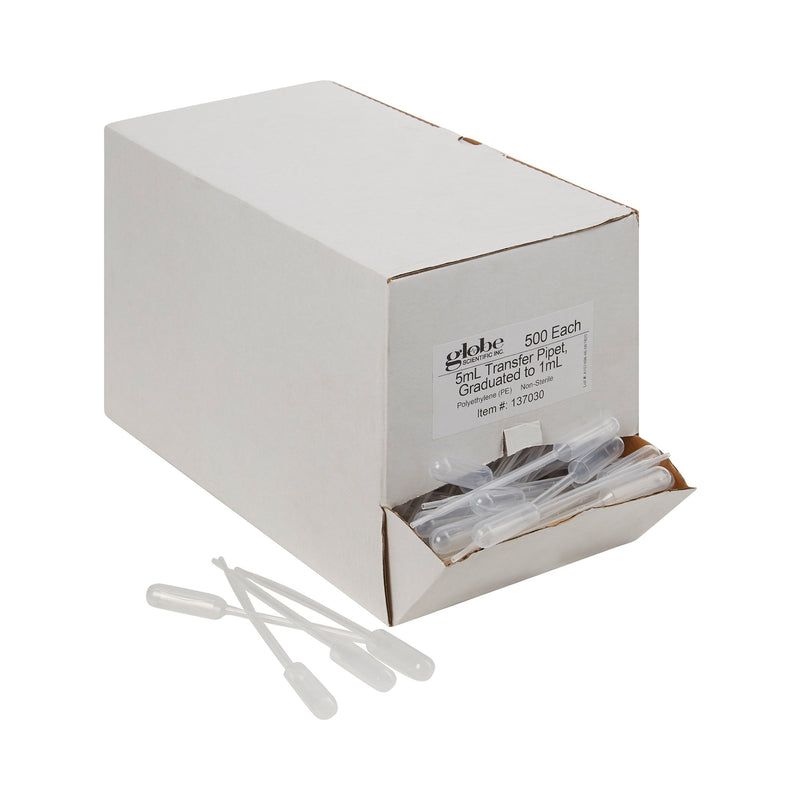Globe Scientific Transfer Pipette 5 mL 0.25 mL Graduation Increments NonSterile (541271_CS) 5000/CS