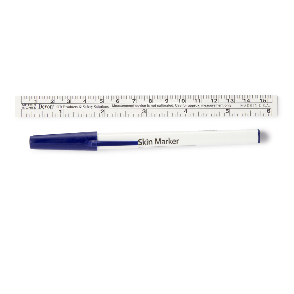 Skim Ruler Devon™ Skin Marker with Ruler Gentian Violet Ink Sterile Full Size Reg ...