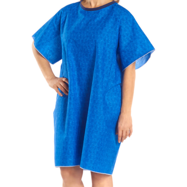 TieBack™ Patient Exam Gown One Size Fits Most Blue Marble Print Reusable (879846_EA) 1/EA