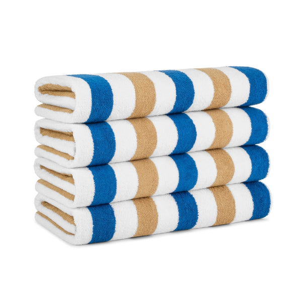 Arkwright Home Cabo Cabana Beach Towel 30x70 Navy/Beige (4/Pack) (PNP-CABOCABANA-NVBG) 4/PK