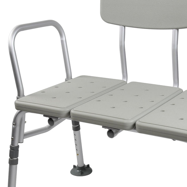 McKesson Knocked Down Bath Transfer Bench Removable Arm Rail 17-1/2 to 22-1/2 Inch Seat Height 400 lbs. Weight Capacity (1088139_CS) 1/CS