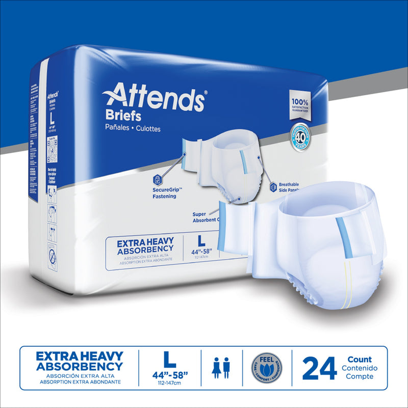 Attends® Care Advanced Unisex Adult Incontinence Brief Large Disposable Heavy Absorbency (957930_CS) 72/CS