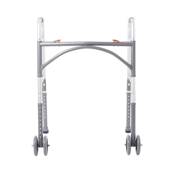 McKesson Bariatric Dual Release Folding Walker with Wheels Adjustable Height Steel Frame 500 lbs. Weight Capacity 32 to 39 Inch Height (1065261_CS) 2/CS