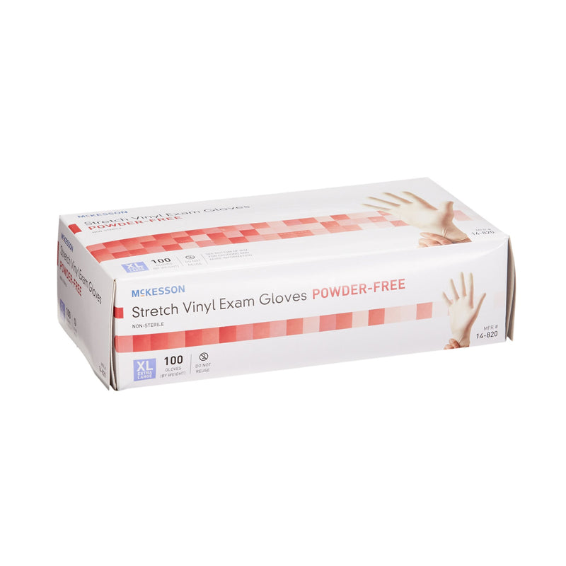 McKesson Exam Glove X-Large NonSterile Stretch Vinyl Standard Cuff Length Smooth Ivory Not Rated (409745_CS) 1000/CS
