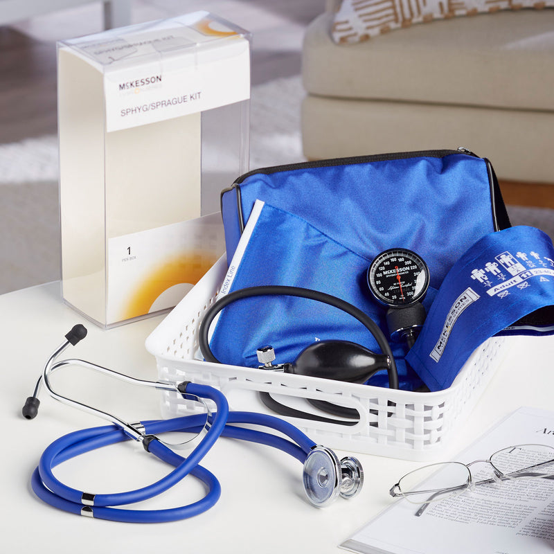 McKesson Brand Reusable Aneroid / Stethoscope Set 23 to 33 cm Adult Cuff Dual Head Sprague Stethoscope Pocket Aneroid (803194_BX) 1/BX