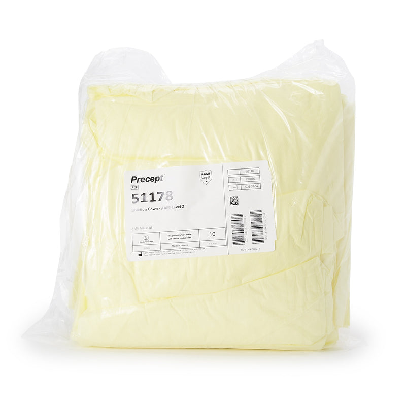 Precept® Protective Procedure Gown X-Large Yellow NonSterile AAMI Level 2 Disposable (1071088_CS) 100/CS