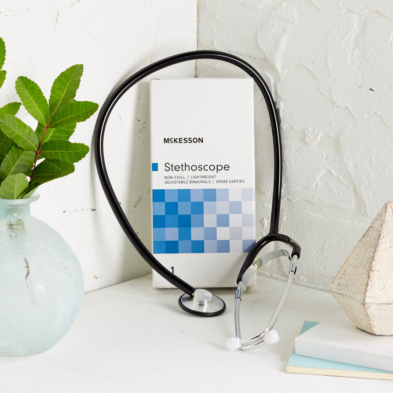 McKesson General Exam Stethoscope Black 1-Tube 21 Inch Tube Single Sided Chestpiece (363736_EA) 1/EA