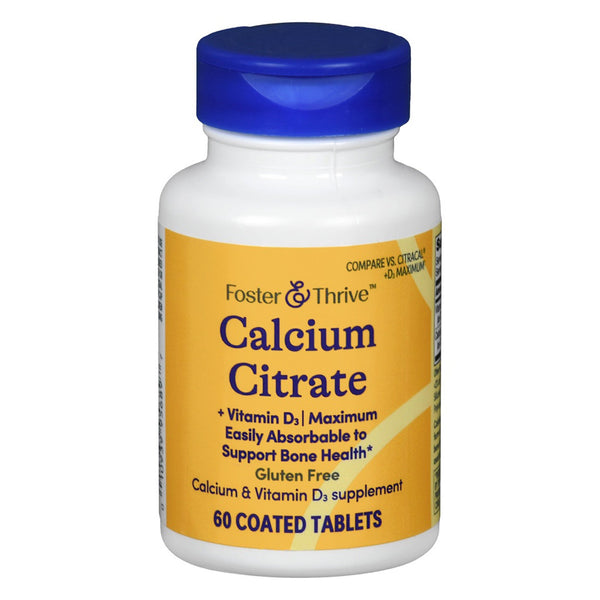 Foster & Thrive™ Joint Health Supplement Calcium Citrate / Vitamin D3 500 IU - 630 mg Strength Tablet 60 per Bottle (1246966_BT) 1/BT