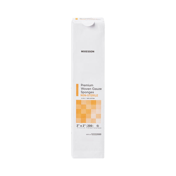 McKesson Gauze Sponge 2 X 2 Inch 12-Ply NonSterile 200 per Pack (446038_CS) 8000/CS