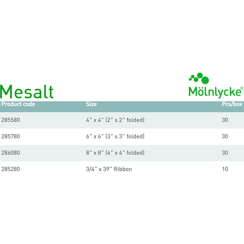 Mesalt® Sodium Chloride Impregnated Dressing Square 6 X 6 Inch / 3 X 3 Inch Folded Sterile (400463_EA) 1/EA