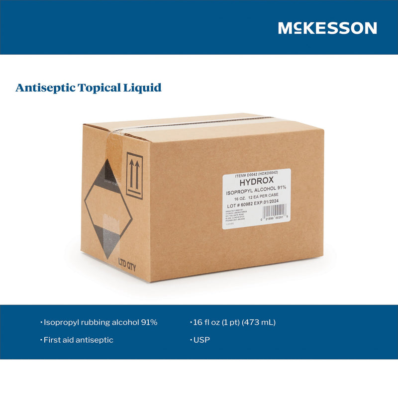 McKesson Brand Antiseptic Isopropyl Alcohol Topical Liquid 16 oz. Bottle (704316_CS) 12/CS
