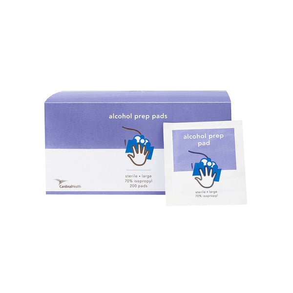 Cardinal Health Alcohol Prep Pad 70% Strength Isopropyl Alcohol Individual Packet Large Sterile (1204057_BX) 200/BX