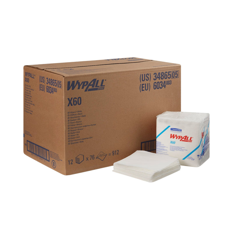 WypAll® X60 Task Wipe Light Duty 76 Count Poly Pack 12 X 12-1/2 Inch NonSterile Reusable (449763_CS) 1/CS