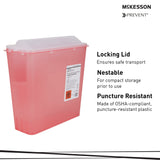 McKesson Prevent® Sharps Container Translucent Red Base 10-3/4 H X 10-1/2 W X 4-3/4 D Inch Horizontal Entry 1.25 Gallon (881399_EA) 1/EA