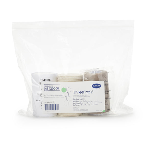 ThreePress® 3 Layer Compression Bandage System Multiple Sizes Self-Adherent Closure Tan / White NonSterile 35 to 40 mmHg (683388_EA) 1/EA