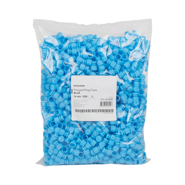 McKesson Tube Closure Polyethylene Flanged Plug Cap Blue 16 mm For Use with 16 mm Blood Drawing Tubes, Glass Test Tubes, Plastic Culture Tubes NonSterile (1175407_BG) 1000/BG