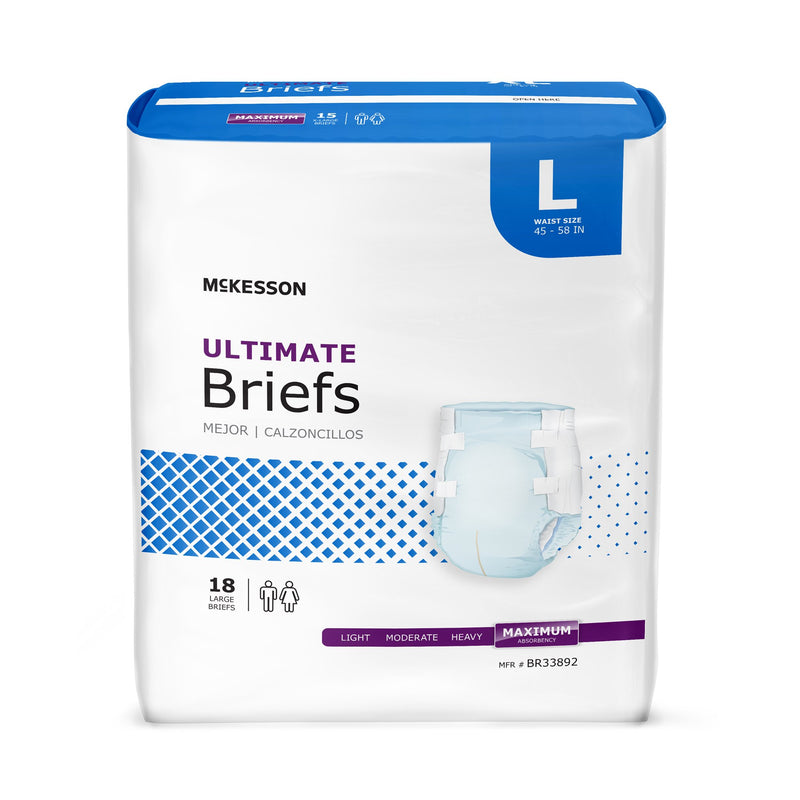 McKesson Unisex Adult Incontinence Brief Large Disposable Heavy Absorbency (1123845_CS) 72/CS