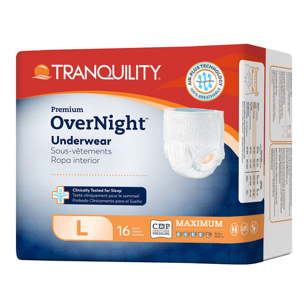 Tranquility® Premium OverNight™ Unisex Adult Absorbent Underwear Pull On with Tear Away Seams Large Disposable Heavy Absorbency (665230_CS) 64/CS