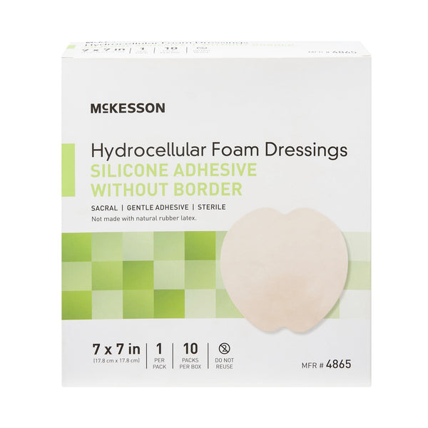 McKesson Foam Dressing 7 X 7 Inch Without Border Film Backing Silicone Gel Adhesive Sacral Sterile (1083088_BX) 10/BX