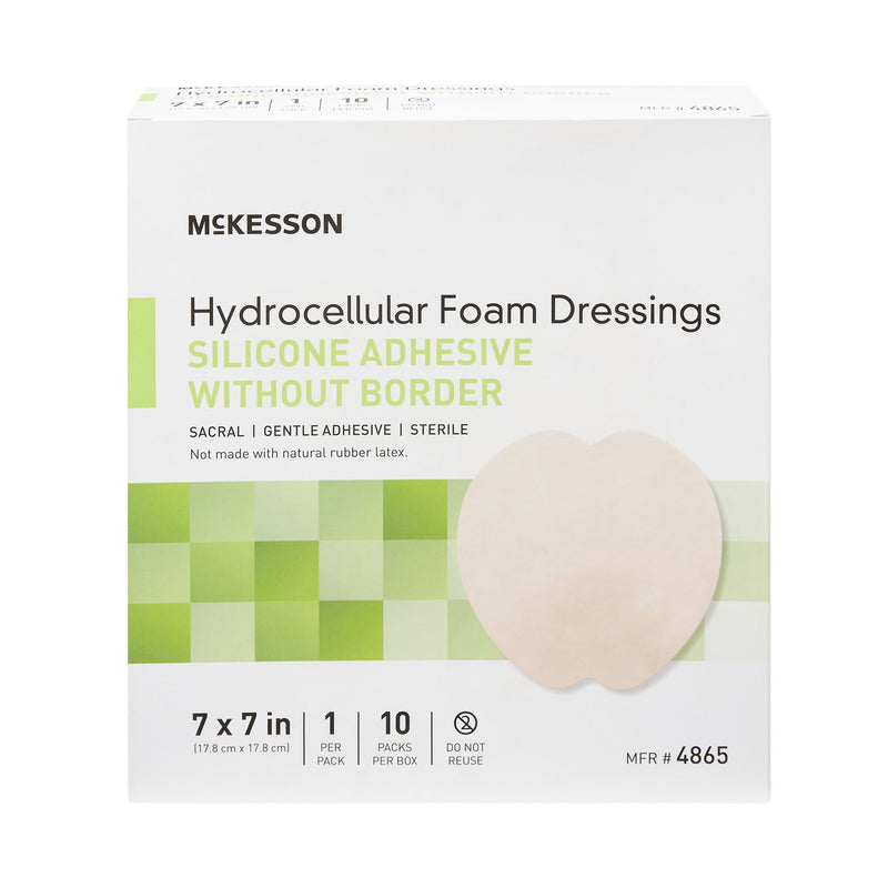 McKesson Foam Dressing 7 X 7 Inch Without Border Film Backing Silicone Gel Adhesive Sacral Sterile (1083088_BX) 10/BX