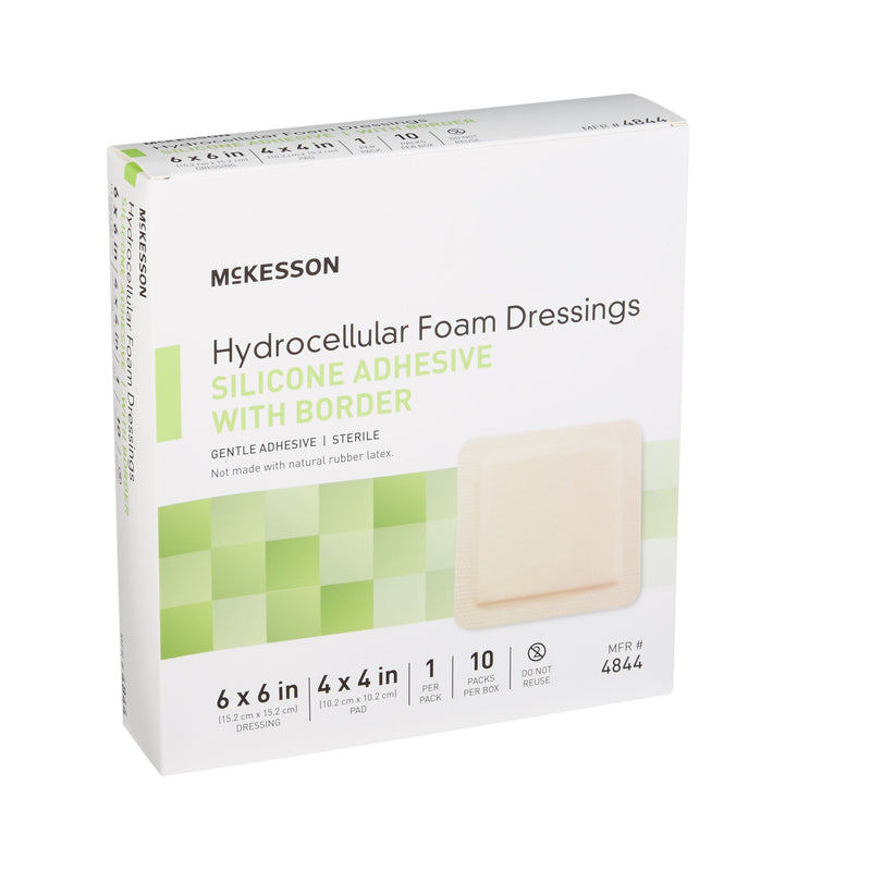 McKesson Foam Dressing 6 X 6 Inch With Border Film Backing Silicone Gel Adhesive Square Sterile (886433_EA) 1/EA