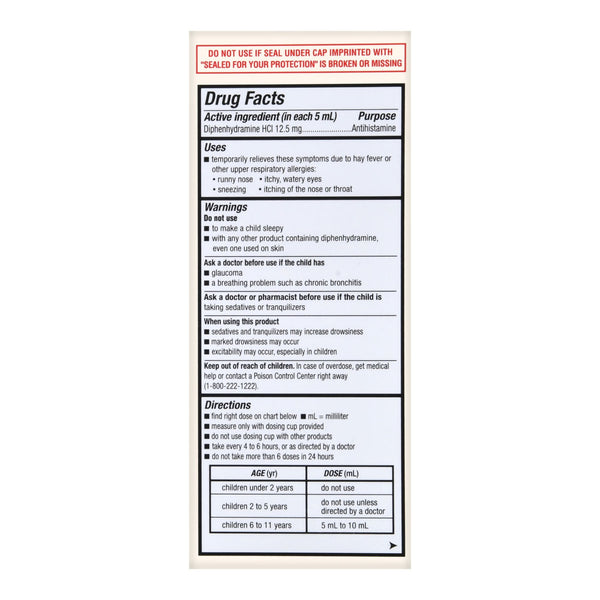 Foster & Thrive™ Children's Allergy Relief 12.5 mg / 5 mL Strength Liquid 4 oz. (1235097_EA) 1/EA