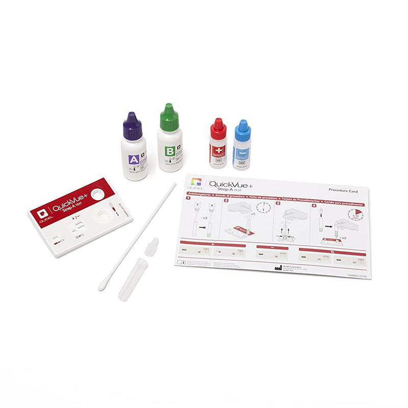 QuickVue+® Strep A Respiratory Test Kit Strep A Test 25 Tests CLIA Non-Waived (447290_KT) 25/KT