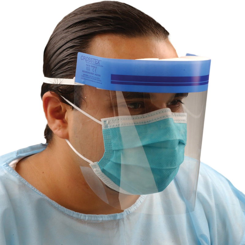 Crosstex® Wraparound Face Shield One Size Fits Most 3/4 Length Anti-fog Disposable NonSterile (826137_EA) 1/EA