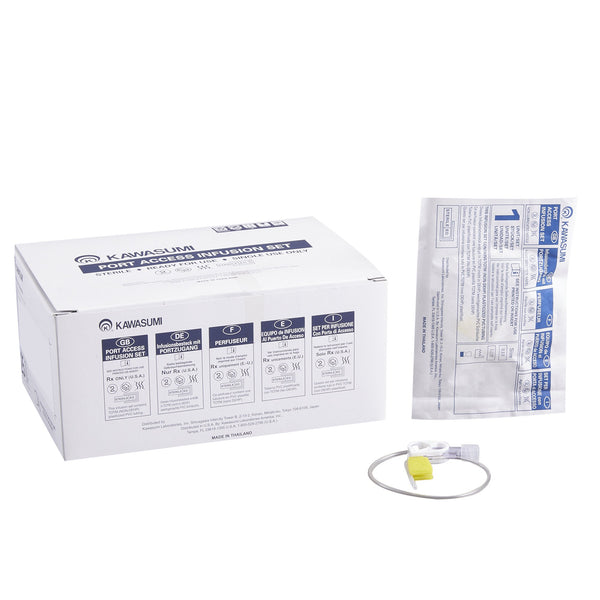 Kawasumi Huber Infusion Set 20 Gauge 1 Inch 8 Inch Tubing Without Port (356899_CS) 100/CS