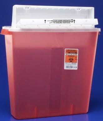 SharpStar™ In-Room™ Sharps Container Translucent Red Base 18-1/2 H X 16-1/2 W X 6 D Inch Horizontal Entry 4 Gallon (453617_CS) 10/CS