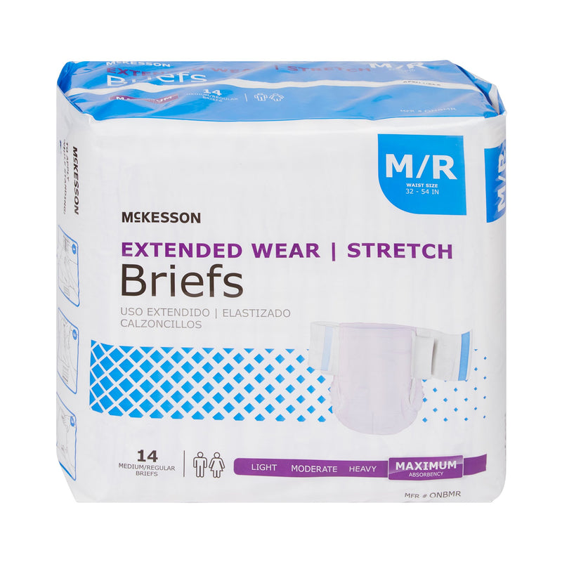 McKesson Extended Wear Unisex Adult Incontinence Brief Medium Disposable Heavy Absorbency (980310_CS) 56/CS