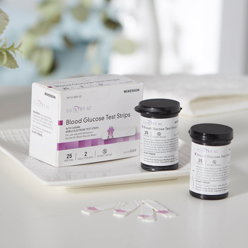 Quintet AC® Blood Glucose Test Strips 50 Strips per Pack (854636_CS) 20/CS