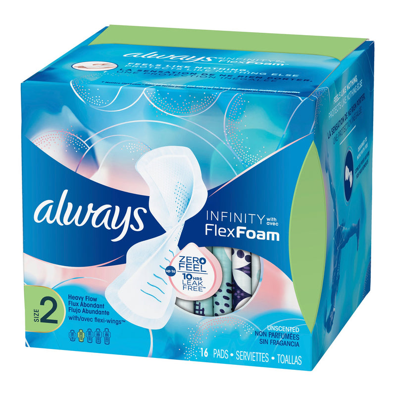 Always® Infinity with Flex Foam Feminine Pad Maxi with Wings Super Absorbency (1086785_BX) 16/BX