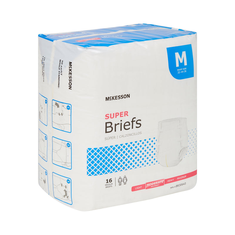 McKesson Unisex Adult Incontinence Brief Medium Disposable Moderate Absorbency (1123841_BG) 16/BG