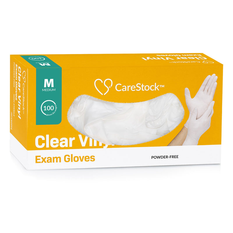 CareStock™ Exam Glove Medium NonSterile Vinyl Standard Cuff Length Smooth Clear Not Rated (1230908_BX) 100/BX