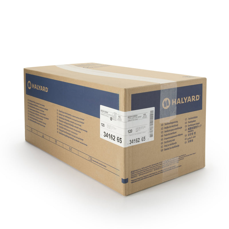 QUICK CHECK* H500 Sterilization Wrap White / Blue 24 X 24 Inch Dual Layer SMS Polypropylene Steam / EO Gas / Hydrogen Peroxide (809418_CS) 120/CS