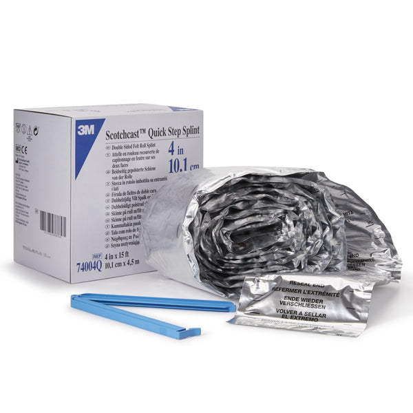 3M™ Scotchcast™ Quick Step Double Sided Felt Padded Splint Roll 4 Inch X 15 Foot Felt / Fiberglass White (983391_CS) 2/CS