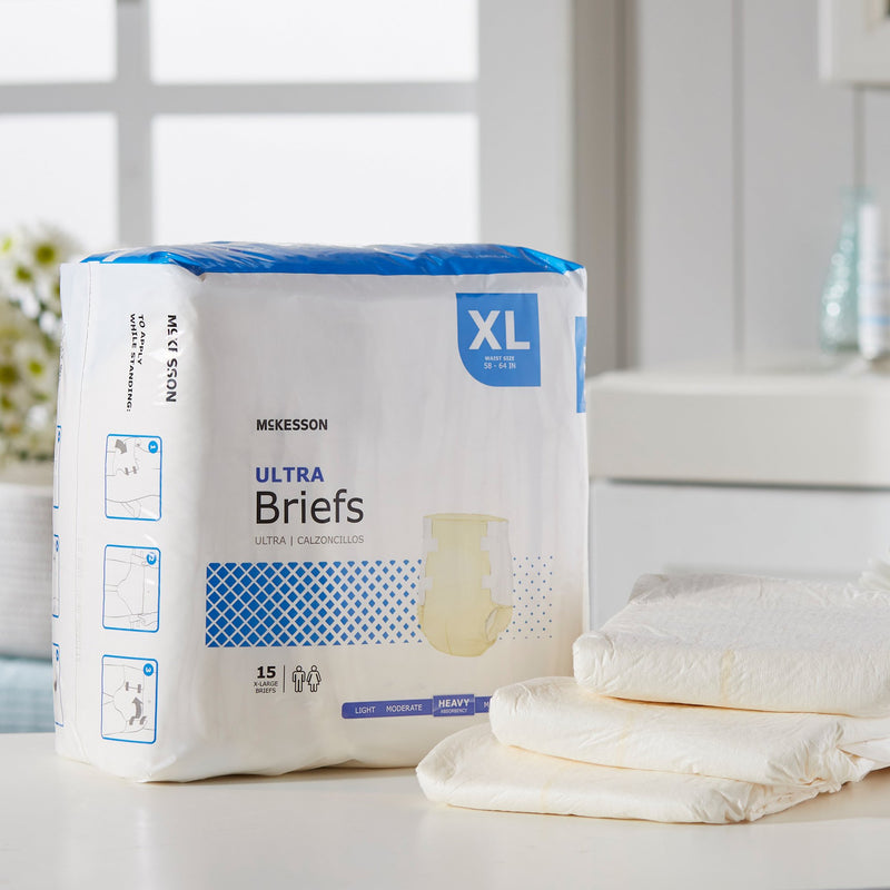 McKesson Ultra Unisex Adult Incontinence Brief X-Large Disposable Heavy Absorbency (800833_CS) 4/CS