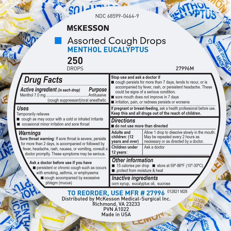 McKesson Brand Cold and Cough Relief 8.6 mg Strength Lozenge 250 per Jar (1111747_CS) 1000/CS