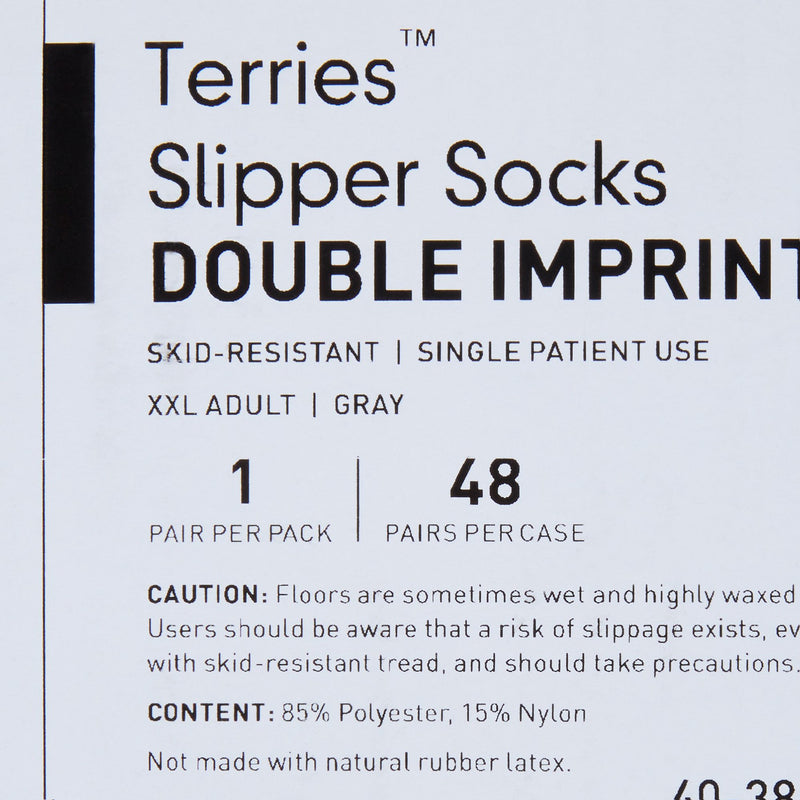 McKesson Terries™ Slipper Socks Unisex Adult 2X-Large Double Tread Single Patient Use Gray (558996_PR) 1/PR