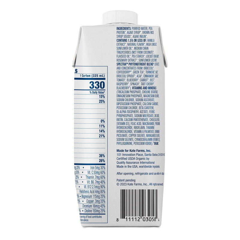 Kate Farms Nutrition Shake Oral Supplement Vanilla Flavor Liquid 11 oz. Carton (1170426_EA) 1/EA