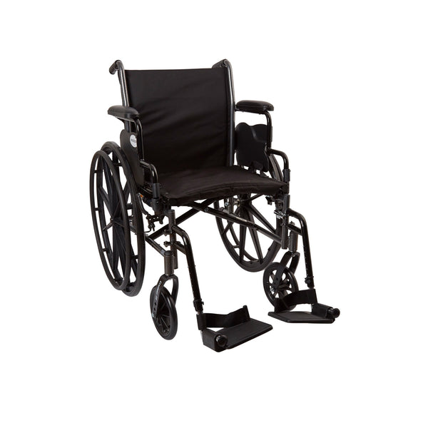 McKesson Lightweight Wheelchair Dual Axle Desk Length Arm Swing-Away Footrest Black Upholstery 18 Inch Seat Width Adult 300 lbs. Weight Capacity (1065284_EA) 1/EA
