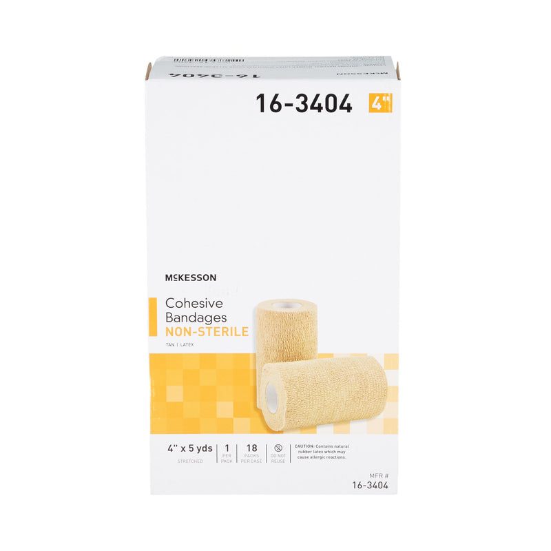 McKesson Cohesive Bandage 4 Inch X 5 Yard Self-adherent Closure Tan NonSterile Standard Compression (464154_CS) 18/CS