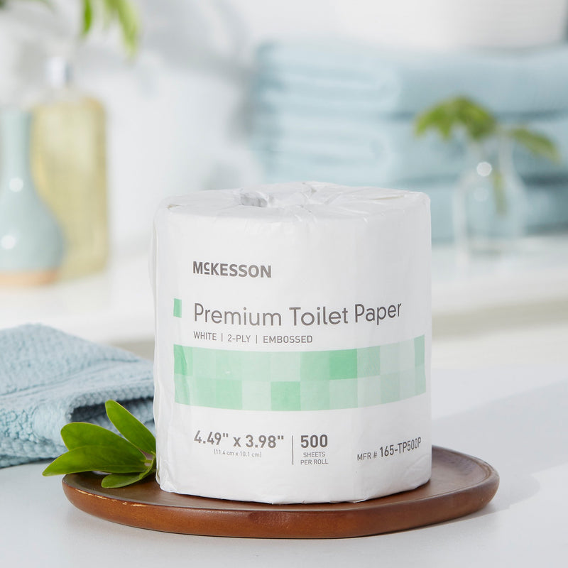 McKesson Premium Toilet Tissue White 2-Ply Standard Size Cored Roll 500 Sheets 4 X 4-1/2 Inch (1045391_RL) 1/RL
