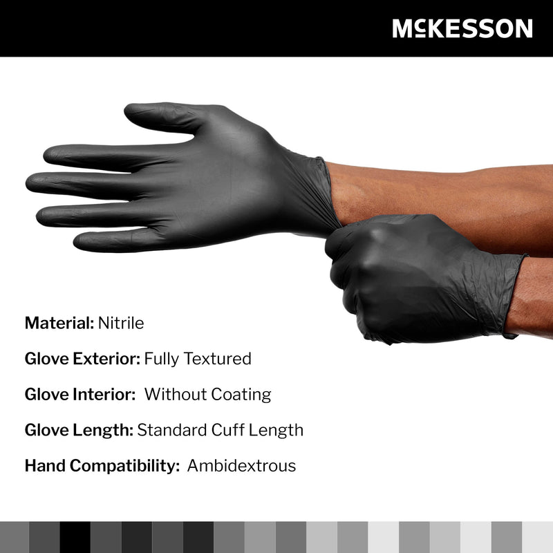 McKesson Confiderm® LDC Exam Glove Medium NonSterile Nitrile Standard Cuff Length Fully Textured Black Chemo Tested / Fentanyl Tested (1159334_CS) 2500/CS