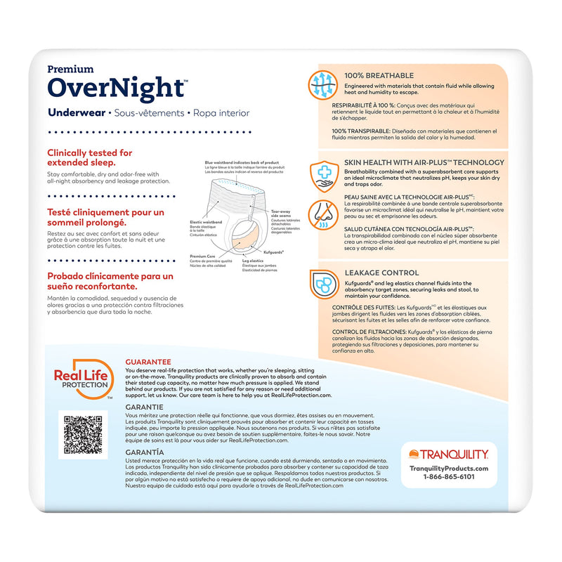 Tranquility® Premium OverNight™ Unisex Adult Absorbent Underwear Pull On with Tear Away Seams Small Disposable Heavy Absorbency (665228_CS) 80/CS