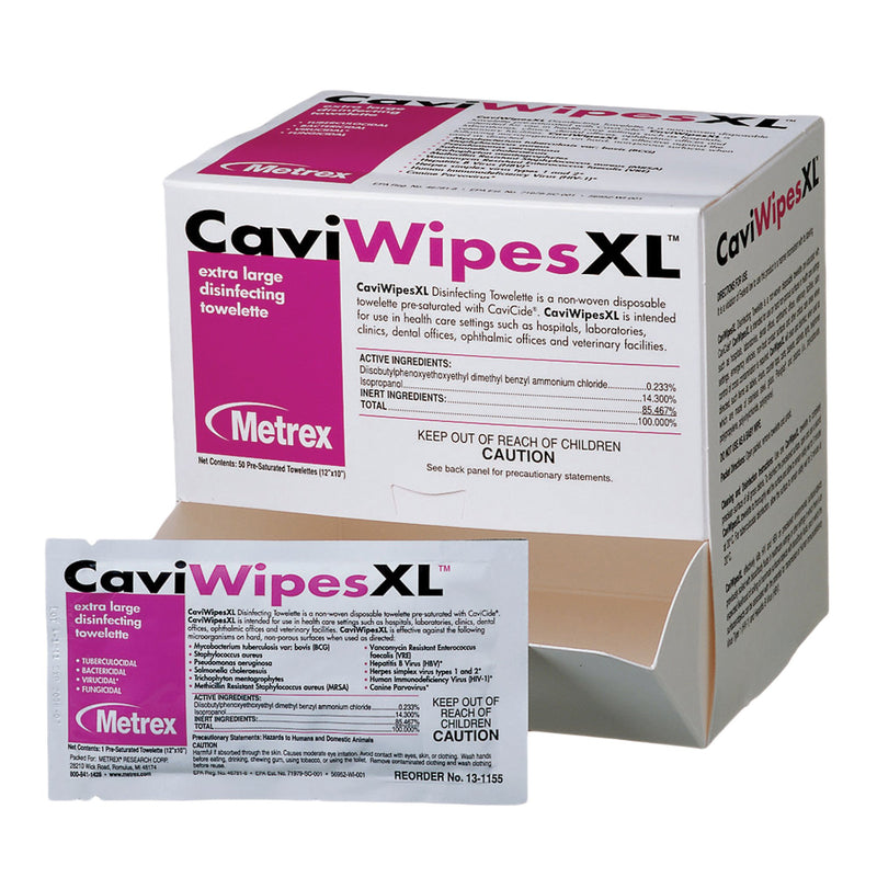 CaviWipes™ Surface Disinfectant Premoistened Alcohol Based Manual Pull Wipe 50 Count Individual Packet Alcohol Scent NonSterile (496463_EA) 1/EA
