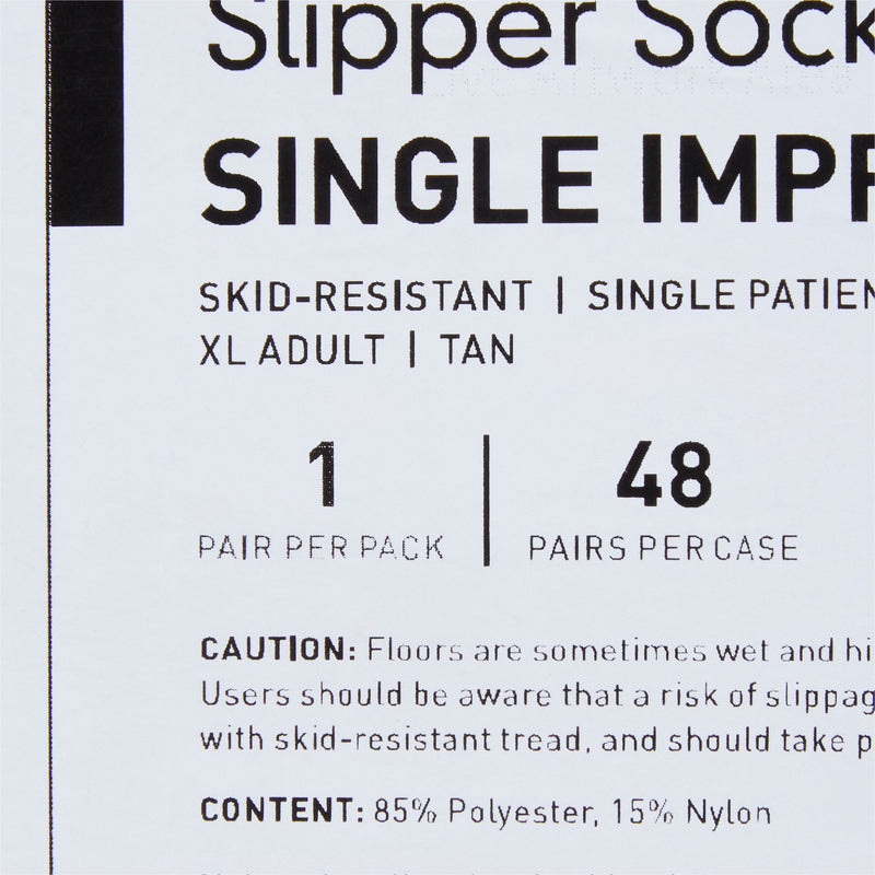 McKesson Slipper Socks Unisex Adult X-Large Single Tread Single Patient Use Tan (1038460_CS) 48/CS