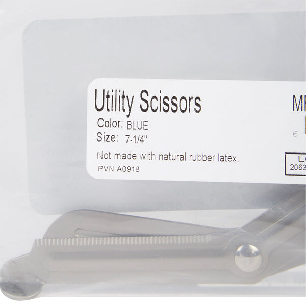 McKesson Medicut™ Trauma Shears 7-1/4 Inch Length Medical Grade Stainless Steel Blue Finger Ring Handle Angled Blunt Tip / Blunt Tip (1078271_EA) 1/EA